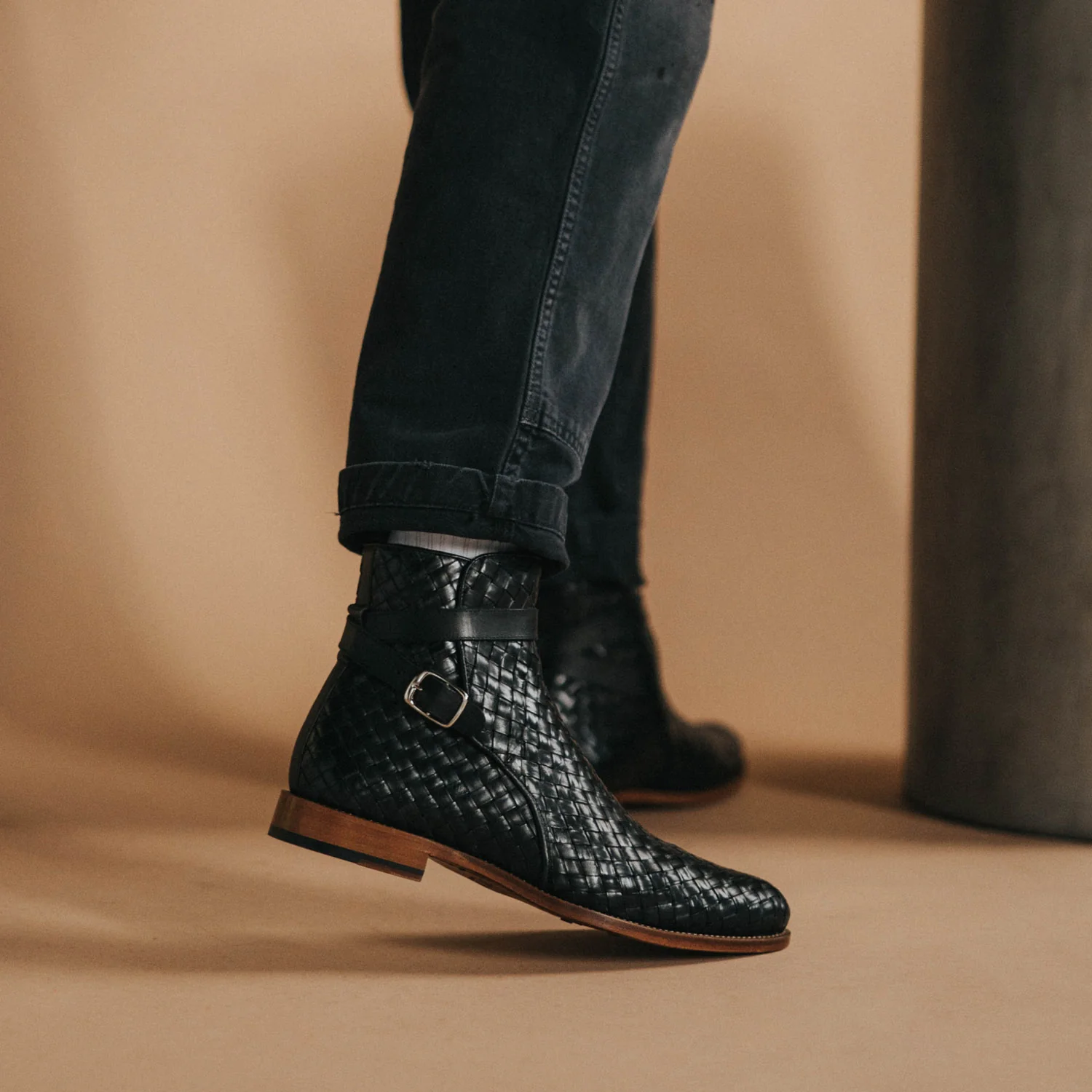 The Dylan Jodhpur Boot in Black Woven - Image 8